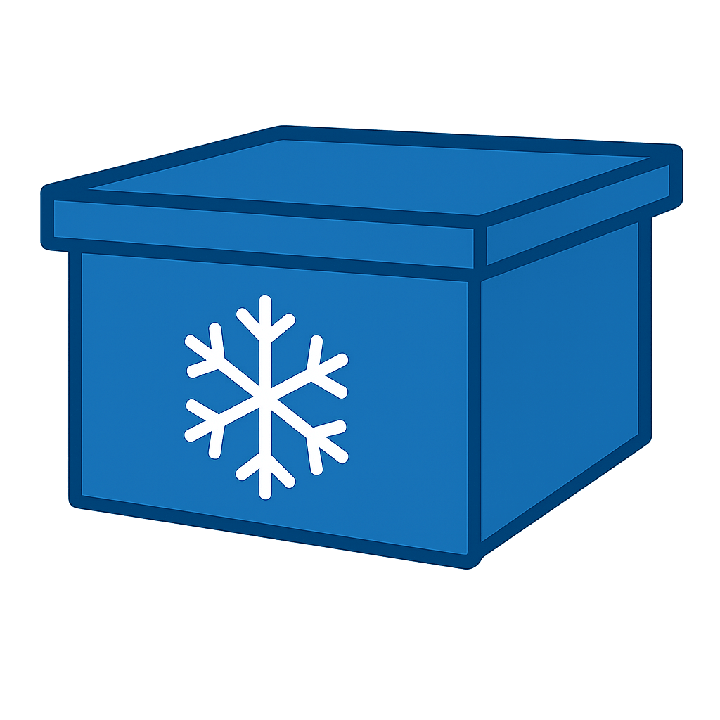 Illustration of curling equipment stored in a cool, dry container